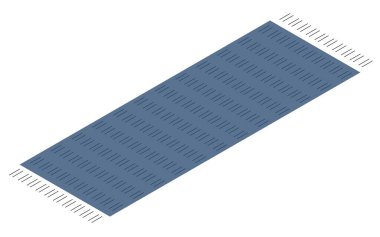 İç mekan: püsküllü halı, izometrik çizim, Vektör İllüstrasyonu