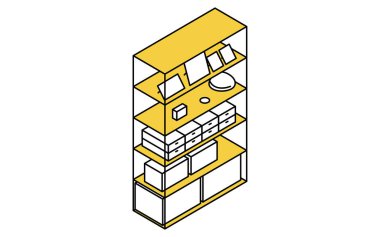 İç mekan: çelik raf, izometrik illüstrasyon, Vektör İllüstrasyonu