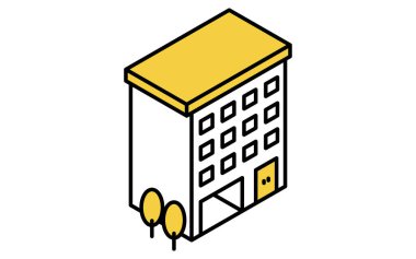 Kiralık Mülkiyet: Bina (Apartman), Isometric Illustration, Vector Illustration