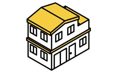 Kiralama Özelliği: Bina (bağımsız tek aile evi), izometrik illüstrasyon, Vektör İllüstrasyonu