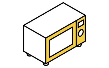 Cihazlar: mikrodalga fırın, izometrik illüstrasyon, Vektör Resimleri