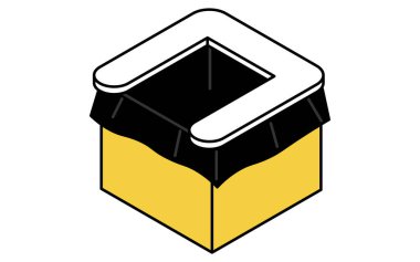 Acil durum çantasının basit çizimi, taşınabilir tuvalet, izometrik illüstrasyon, vektör illüstrasyonu