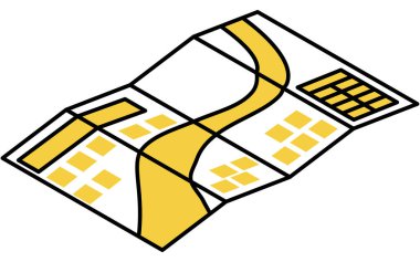 Acil durum çantasının basit çizimi, tehlike haritası, izometrik illüstrasyon, Vektör İllüstrasyonu