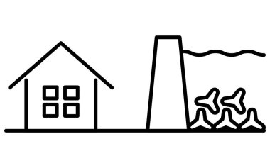 Doğal afetlerin simgesi olan basit çizgi çizimi, Fırtına Dalgalanması, Vektör Resimleri