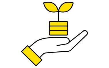 Ellerin, hedeflerin, hedefe ulaşmanın ve yatırım yapan kişinin hedeflerinin simgeleri, Vektör İllüzyonu