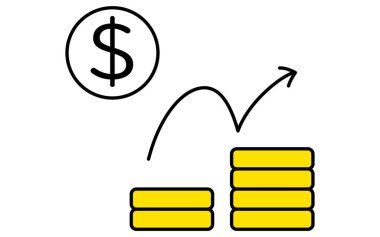 Artan para, hedefler için iş simgeleri, hedefe ulaşmak ve hedefler, Vektör İllüstrasyonu