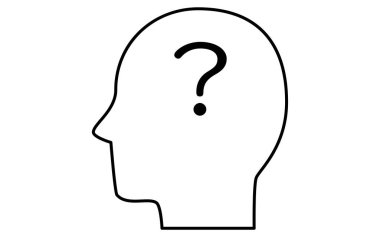 İnsan profili simgesi, sorgulayıcı kişi, soru işareti, Vektör İllüstrasyonu