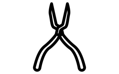 Siyah beyaz çizgi çizen basit bir araç simgesi, radyo pensesi, Vektör İllüstrasyonu