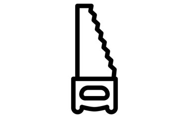 Siyah-beyaz çizili basit çizgi simgesi, El testeresi, Vektör İllüstrasyonu