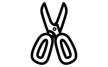 Siyah beyaz, makas, Vektör İllüstrasyonu ile basit çizgi çizimi olan araç simgesi