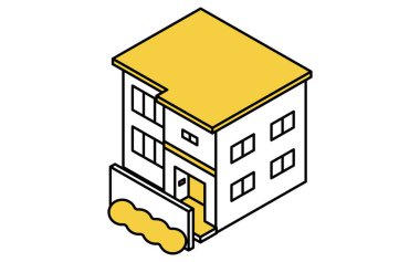 İzole edilmiş bir ev, basit çizimlerle izole edilmiş bir illüstrasyon, Vektör İllüstrasyonu