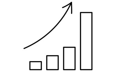 Hızlı yükselişi gösteren çubuk çizelgesi, hedefler için iş simgeleri, hedefe ulaşım ve hedefler, Vektör İllüstrasyonu