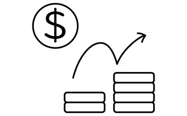 Artan para, hedefler için iş simgeleri, hedefe ulaşmak ve hedefler, Vektör İllüstrasyonu