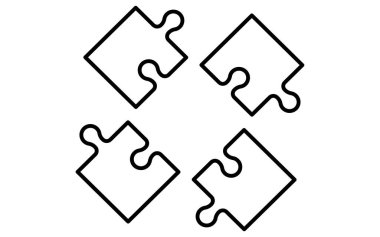 Bulmacanın parçaları, hedefler için iş simgeleri, hedefe ulaşmak ve hedefler, Vektör İllüstrasyonu