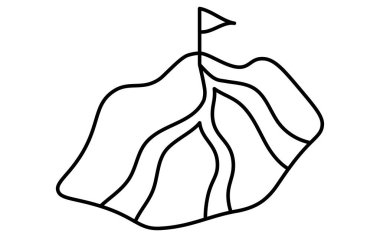 Zirve hedefine, hedefe ve hedefe ulaşmak için iş simgeleri, izometrik illüstrasyon, Vektör İllüstrasyonu