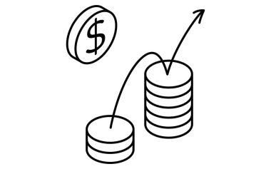 Artan para, hedefler için iş simgeleri, hedefe ulaşma ve hedef, izometrik çizimler, Vektör İllüstrasyonu
