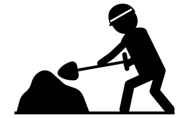 İnşaatın piktogramları, inşaatta çalışan insanlar, güvenlik işaretleri, tehlikeler ve uyarılar, Vektör İllüstrasyonu