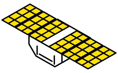 Uydunun basit çizimi, izometrik çizim, vektör illüstrasyonu