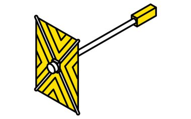 Uydunun basit çizimi, izometrik çizim, vektör illüstrasyonu