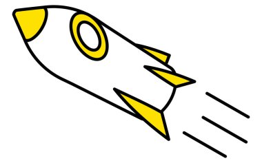 Basit bir roket çizimi, izometrik illüstrasyon, vektör illüstrasyonu