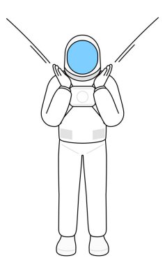 Astronot elini ağzının üstüne koyup bağırıyor, Vector Illustration.