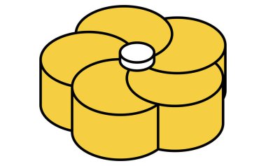 Yeni yıl dekorasyonu için erik çiçekleri, izometrik çizgi çizimi simgesi, Vektör İllüstrasyonu