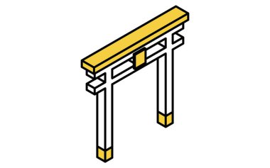 Japon tapınağının Torii kapısı, izometrik çizim ikonu, Vektör İllüstrasyonu