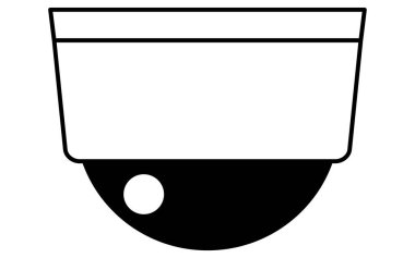 Güvenlik kamerası, Suç Önleme ve Ev Güvenliği Siyah ve Beyaz Simgeler, Vektör İllüzyonu