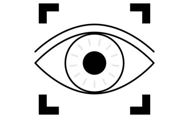 İris Doğrulama, Suç Önleme ve Ev Güvenliği Siyah ve Beyaz Simgeleri, Vektör İllüzyonu