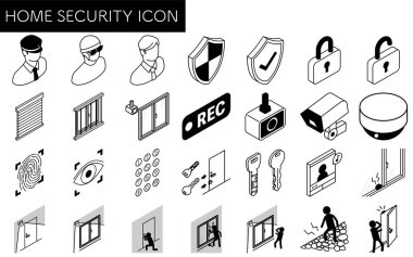 Suçu önleme ve ev güvenliğinin siyah-beyaz bir simgesi olan Vektör İllüzyonu