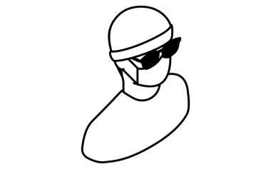 Suspicious person, Crime Prevention and Home Security Black and White Isometric Icon, Vector Illustration clipart