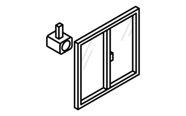 Windows with surveillance cameras, Crime Prevention and Home Security Black and White Isometric Icon, Vector Illustration clipart