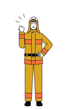 İtfaiye üniformalı itfaiyeci cesaretle poz veriyor, Vektör İllüzyonu