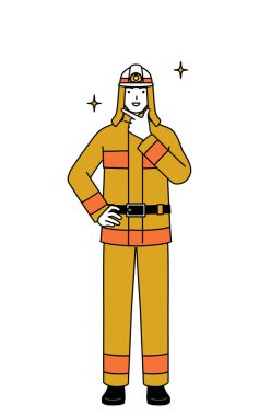 İtfaiyeci kendine güvenen bir duruşta, Vector Illustration