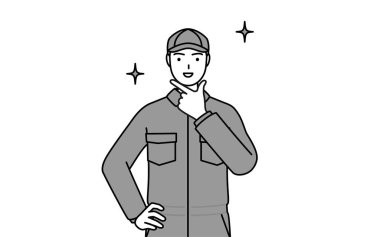 Tulum giyen, kendine güvenen bir tamirci, Vektör İllüstrasyonu