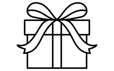 Hediye Kutuları, basit ve şirin siyah beyaz Sevgililer Günü ikonu, Vektör İllüzyonu