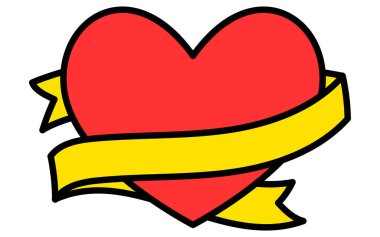 Kalp etiketi, basit ve şirin Sevgililer Günü simgesi, Vektör İllüstrasyonu