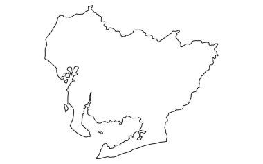 Aichi 'nin gerçekçi haritası (satır çizimi), Vektör İllüstrasyonu