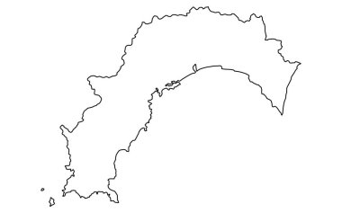 Koti 'nin gerçekçi haritası (satır çizimi), Vektör İllüstrasyonu