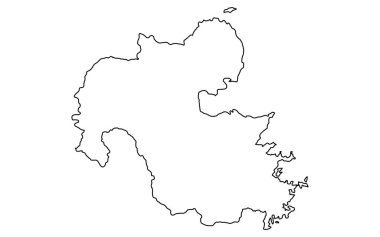 Oita 'nın gerçekçi haritası (satır çizimi), Vektör İllüstrasyonu