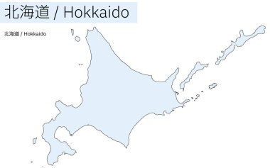 Map of Hokkaido region (line drawing), Vector Illustration clipart