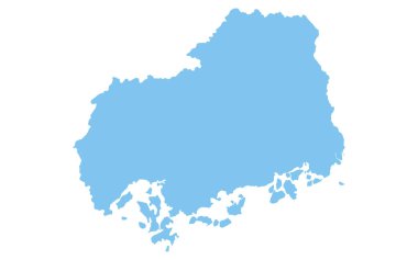 Hiroşima ilinin gerçekçi haritası, Japonya Bölgesi, Vektör İllüstrasyonu