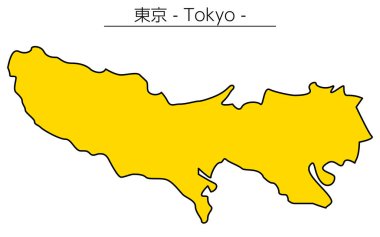 Simple map of Tokyo prefecture, Japan Region, Vector Illustration clipart