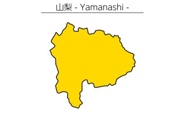 Yamanasi ilinin basit haritası, Japonya Bölgesi, Vektör İllüstrasyonu