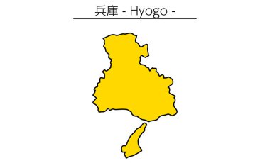 Basit bir Hyogo haritası, Japonya Bölgesi, Vektör İllüstrasyonu