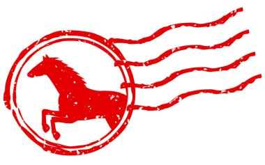 Koşu atları, at yılı pulları, 2026, Vektör Illustration