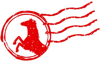 At ön ayaklarını kaldıran bir at, at yılı pulları, 2026, Vektör İllüzyonu