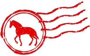 Yürüyüş atı, at yılı pulları, 2026, Vektör İllüstrasyonu