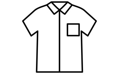 Göğüs cepli açık yakalı gömlek, siyah beyaz çizim simgesi, Vektör İllüzyonu