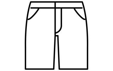 Alt kısımlar, yarı pantolon, basit çizgi çizimi simgesi siyah beyaz, Vektör İllüzyonu